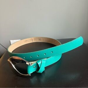 Rae Vintage Bonded Leather Teal & Silver Belt